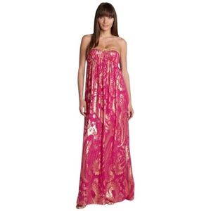 Aidan Mattox Beaded Metallic Strapless Dress
